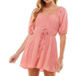 NWT Be Bop Women's Pink Smocked Wide-Neck Puff-Sleeve‎ Romper Juniors Size XL